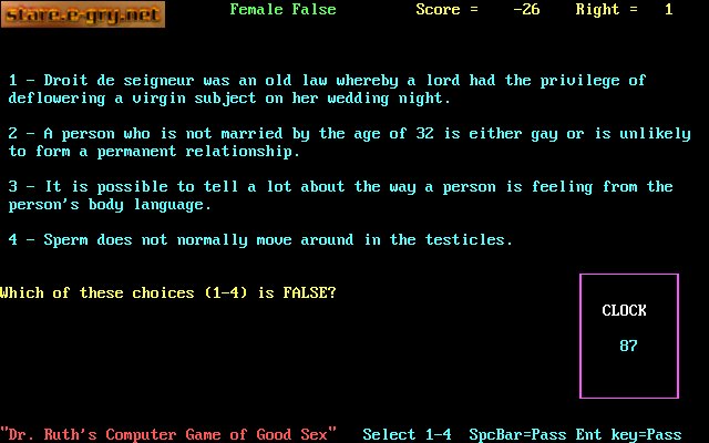 Dr. Ruth's Computer Game of Good Sex