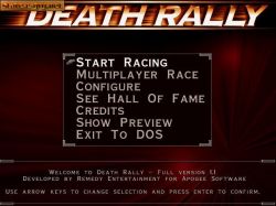 Screen gry Death Rally	:Proste menu. 
