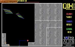 Qix: The Computer Virus Game: trzeci poziom, coraz trudniejsze i wymagają... 