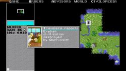 Screen gry Civilization (Dos):Informacje w grze 