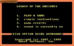 Screen gry Legacy of The Ancients:Menu 